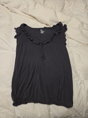 GAP Black Ruffle-Trim Tie-Front Sleeveless Tank